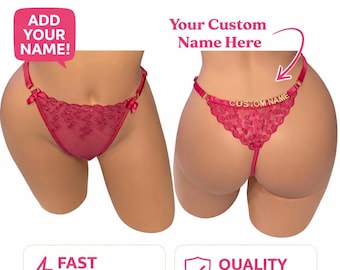Custom Lingerie - Custom Name Thong - Bra & Panty Set - Bridal Lingerie - Valentines Day - Anniversary Gift - Gifts - Personalized Thong