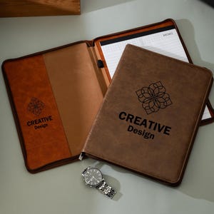 Personalized Refillable Portfolio, Custom Portfolio With Zipper, Custom Leather Portfolio, Personalized Padfolio, Business Gift, Phd Gift