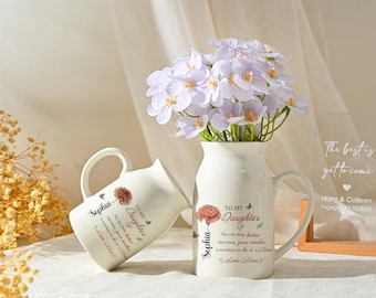 Personalized To My Daughter Vase,Mother to Daughter Gift, Daughter Birthday Gift, Mothers Day Gift for Daughter, New Mom Gift from Mom