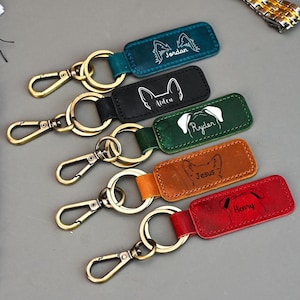 Custom Dog Owner Gift Ideas, Dog Gift, Genuine Leather Keyring, Custom Pet Photo, Leather Keychain, Pet Portrait, Dog Owner, Dog Mom,Dog Dad