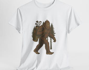 Funny Bigfoot Golfer T-Shirt, Sasquatch Hiking Tee