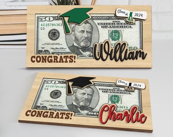 Personalized Graduation Money Holder, Grad Money Gift, Class of 2024, High School Senior, Senior Gift 2024, Graduate Students Gift, MH16 427