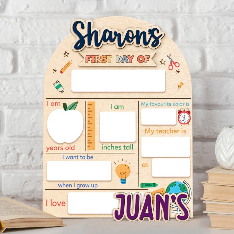 Custom Wooden School Board Gift For Students, First Day Of School Interchangeable Sign, Back To School Sign, Reusable Wood School Board - UK