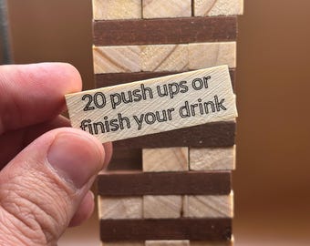 Tipsy Tower Drinking Game- Engraved Wooden Game for Parties, Fun Adult Game Night, customizable Drunk Tower Game, Party Gift