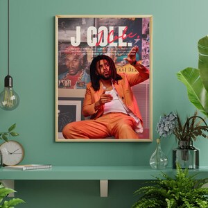 Pósteres verticales para amantes de la música, impresiones artísticas para fanáticos del hip hop, póster nostálgico de J Cole, acabado mate, 18 x 24 pulgadas