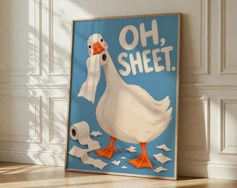 Lustiges Gänse-Badezimmerbild, Wanddeko aus Toilettenpapierrollen, skurriles Tierposter, Gästebad-Deko