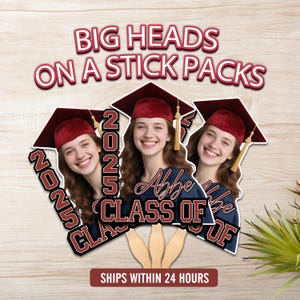 Graduation Face On A Stick, Wedding Faces, Bachelorette Groom Cutout, Birthday Party Fan Heads, Head-on-a-Stick