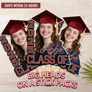Graduation Face On A Stick, Wedding Faces, Bachelorette Groom Cutout, Birthday Party Fan Heads, Head-on-a-Stick