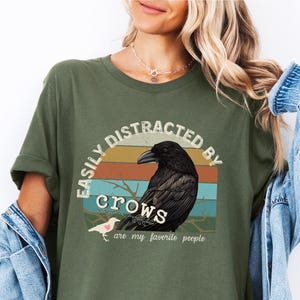 Vintage Crow shirt, distracted by crows shirt, funny crow shirt, Crow Shirt, crow lover gift, bird shirt