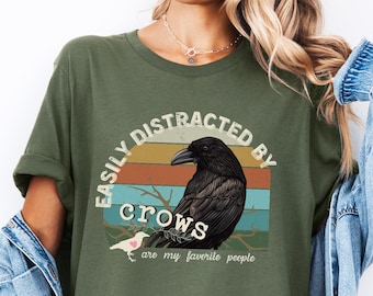 Vintage Crow shirt, distracted by crows shirt, funny crow shirt, Crow Shirt, crow lover gift, bird shirt