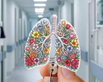 Floral Lung Badge Reel: Krankenschwester Ausweishalter, Atemtherapeut Geschenk, Acryl Clip