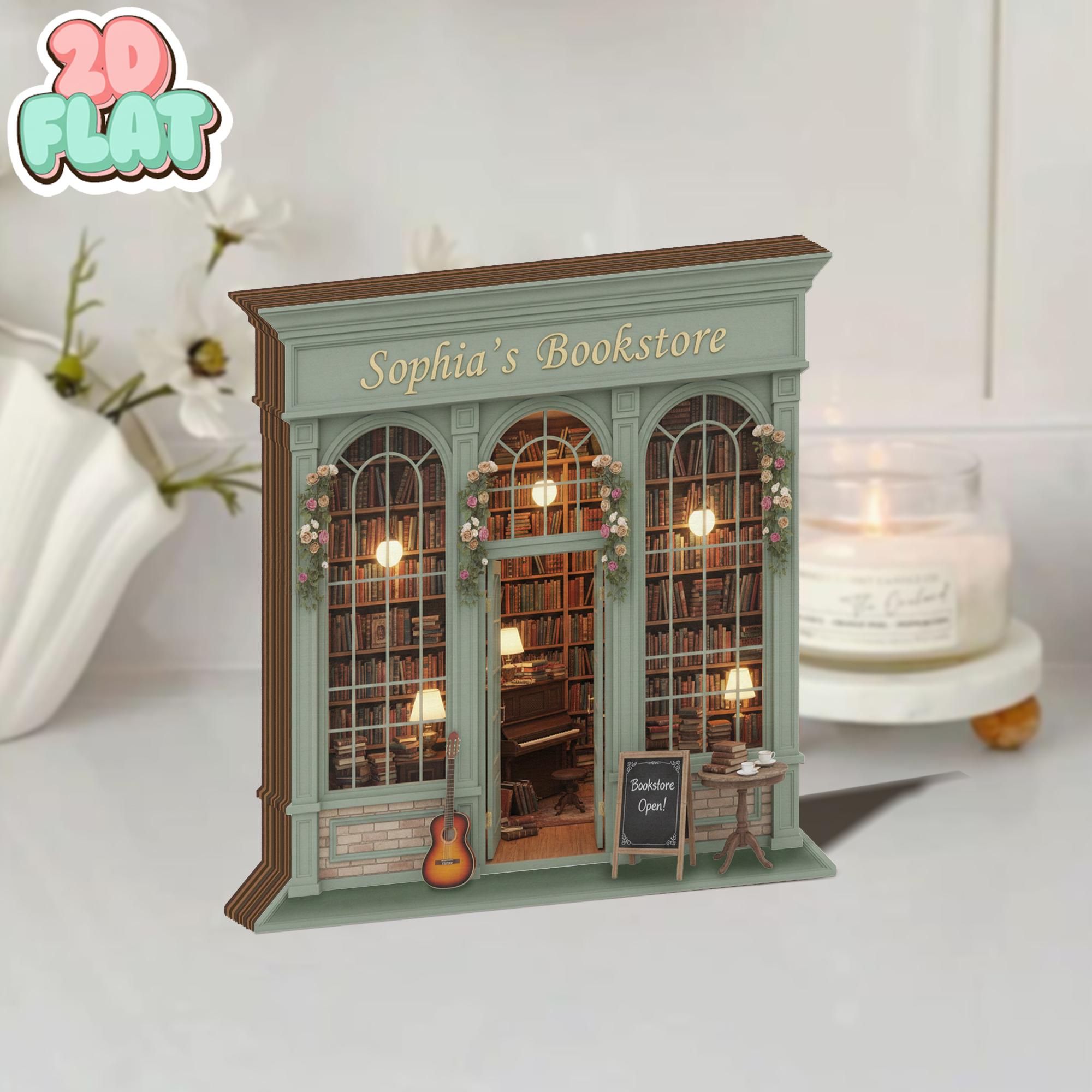 Miniature Bookstore Wooden Sign, Cozy Library Decor, Dollhouse Shop ...