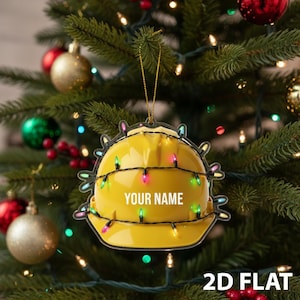 Personalisierte Schutzhelm 2D FLACHE Verzierung, benutzerdefinierter Name Bauarbeiter Weihnachtsdekoration, Erbauer Urlaub Geschenk, Schutzhelm Weihnachtsdekor