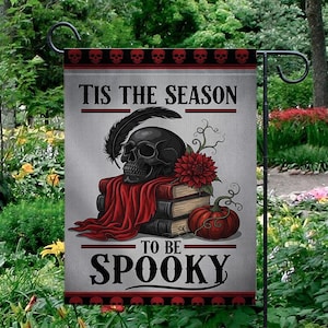 Tis The Season To Be Spooky Garden Flag, Spooky Halloween Garden Flag, Outdoor Yard Art, Halloween Home Decor