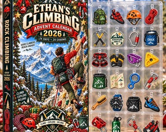Personalisierter Kletter-Adventskalender 2026, 24 Kletterausrüstungs-Anhänger, Geschenk für Kletterer