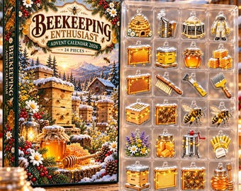 Beekeeping Advent Calendar, 24 Honey Bee Christmas Ornaments for Beekeepers
