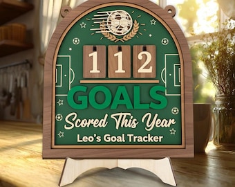 Soccer Goal Tracker Sign, Personalized Soccer Record Board, Custom Kid Athlete Gift, Sports Room Decor, Goal Score Tracker Display