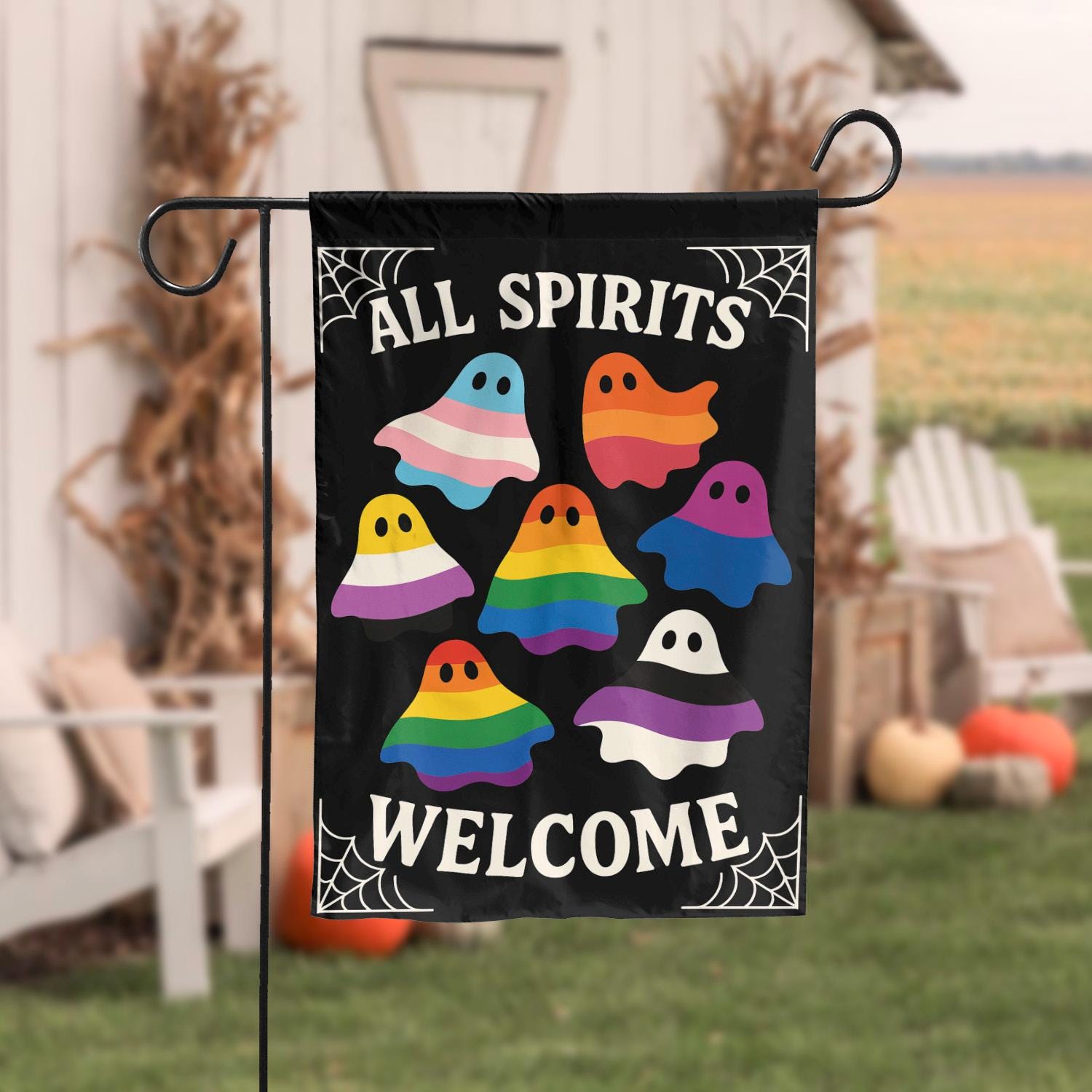 Artofy Gartenflagge 'Spooky Ghost' – Halloween Deko Aus Jute, 30,5x45,7 Cm