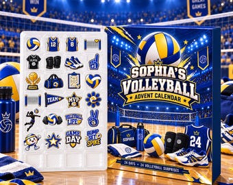 Personalized Volleyball Advent Calendar 2026, 24-Day Countdown Gift for Girls