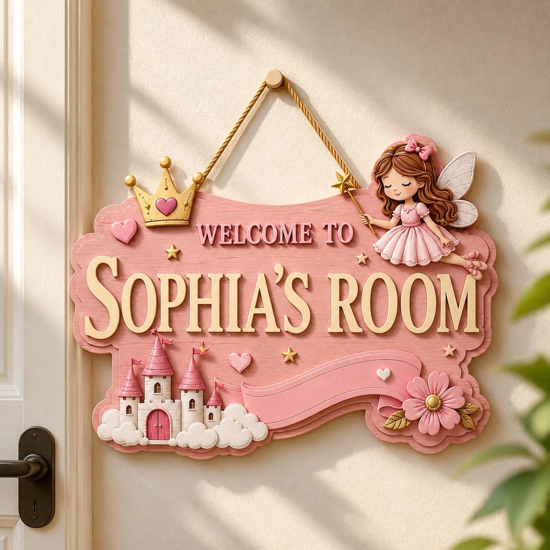 Princess Room Loading Sign Personalized Princess Room Wooden Door Sign, Fairy Girl Bedroom Decor ...