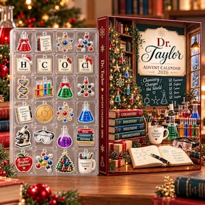 Personalized Chemistry Advent Calendar 2026, 24 Day Science Blind Box, Custom Chemistry Teacher Christmas Gift