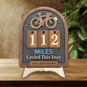 Miles Cycled This Year Tracker Sign, Custom Miles Ridden Board, Personalized Biker Gift, Yearly Ride Tracker for Cyclists and Fitness Lovers