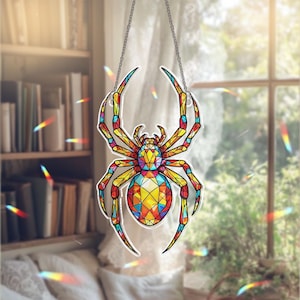 Spider Hologram Ornament, Gothic Halloween ACRYLIC Window Hanging, Creepy Spider Decor, Spooky Gift for Home, Garden, or Nature Lovers