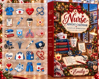 Calendario de Adviento personalizado para enfermeras, cuenta atrás de 24 días para Navidad con dijes de enfermería.
