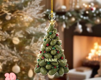 Personalized Pickle 2D FLAT Christmas Tree Ornament, Funny Custom Name Food Ornament, Holiday Decoration, Gag Gift for Pickle Lovers