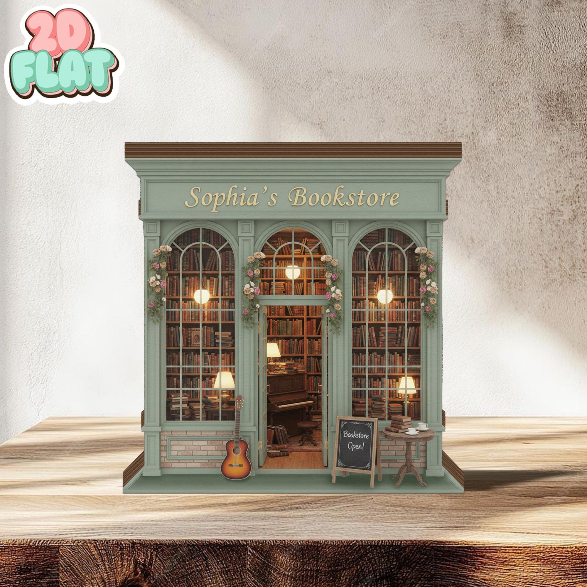 Miniature Bookstore Wooden Sign, Cozy Library Decor, Dollhouse Shop ...