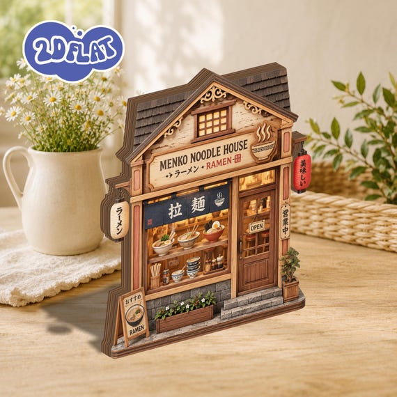Ramen Noodle House Wooden Block, Japanese Restaurant Decor, Mini
