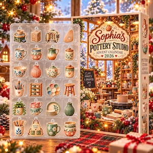 Calendrier de l'Avent personnalisé d'un atelier de poterie, 24 breloques de Noël en céramique