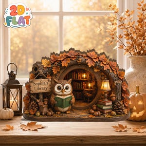 Bloc de bois Hibou Bibliothèque, Décoration Coin Lecture Automne, Cadeau Lecture Confortable, Élément Décoratif Rustique pour la Maison