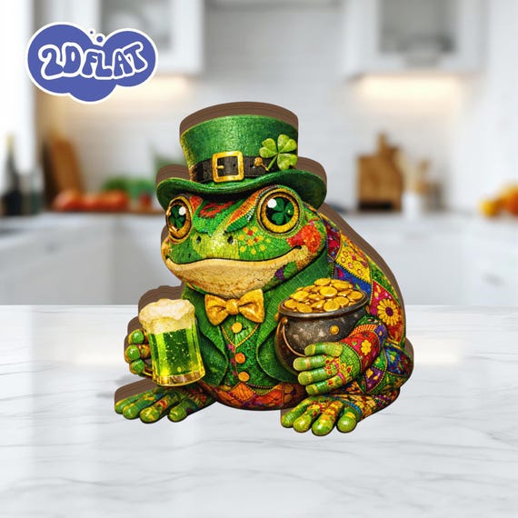 St Patrick's Day Frog Wooden Block, Lucky Irish Decor - Etsy