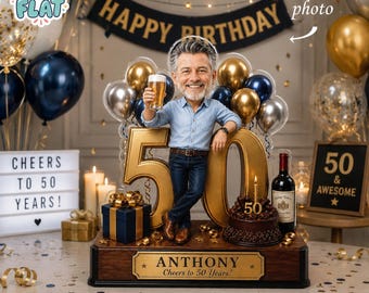 Personalized 50th Birthday Acrylic Block, Custom Photo Keepsake, Funny Milestone Gift