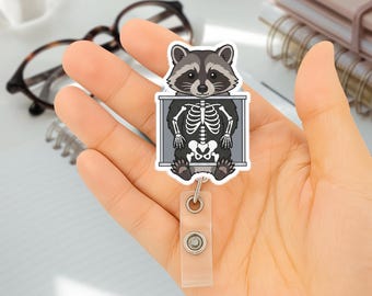 Grappige wasbeer-röntgenbadgerol, ID-houder voor radiologietechnologie