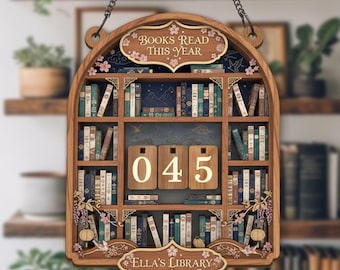 Elegante letrero para registrar libros leídos, decoración personalizada para diario de lectura, contador de libros personalizado, letrero vintage para biblioteca o estantería, regalo para lectores