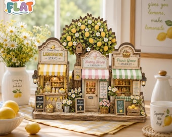 Lemon Market Wooden Block, Summer Kitchen Decor, Cheerful Cottage Tabletop Display