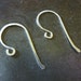 Sterling Silver Hammered Ear Wires - Bent Tail - 1 Pair - Choose Your Gauge