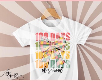 100 Dias de Aula PNG: Design de Laço Retro (Download Digital)