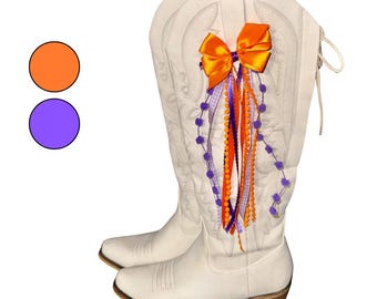 South Carolina Game Day Boot Bows: Orange & Purple College Colors