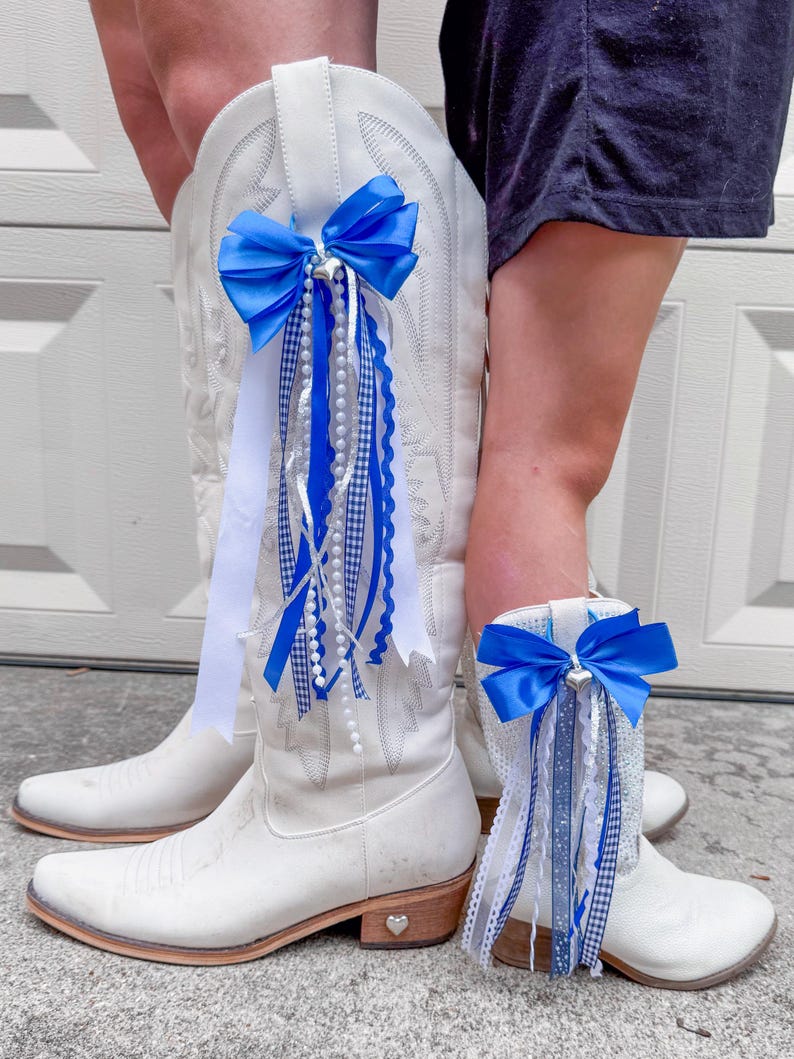 boot charm bows, boot bows, cowboy boot charms, shoe charms, megan moroney boots, southern charm, gift for her, keychain, charms, blue, coquette, bow, cowboy, accessories, ribbon, western, cowgirl, western accessories, coquette cowgirl, concert, western theme, western style, coquette accessories, coastal cowgirl car, bow charms