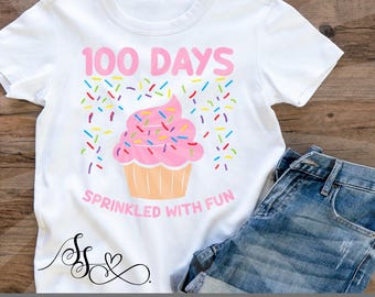 100 Days of School Cupcake PNG: Retro Sprinkles Design (Digital Download)