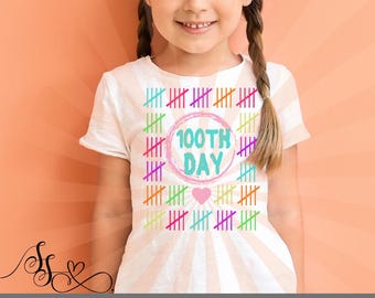 100 Days Of School Tally Marks SVG PNG - Retro Boho Teacher Shirt (Digital Download)