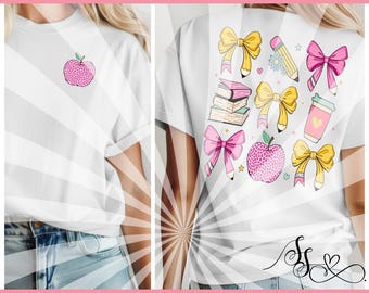 Coquette Valentine Teacher PNG: Design de camiseta moderno (Download digital)
