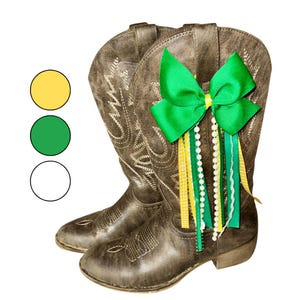 Texas College GameDay Boot Bows, Green and Gold Boot Bows, Game-day Accessory, Texas Game-day