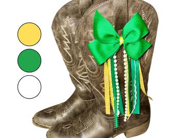 Texas Game Day Boot Bows: Green & Gold College Colors