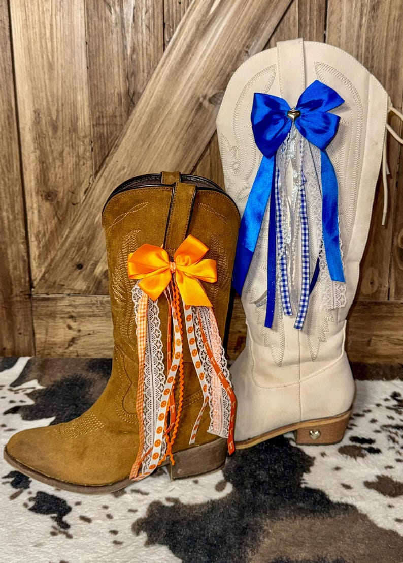 boot charm bows, boot bows, cowboy boot charms, shoe charms, megan moroney boots, southern charm, gift for her, keychain, charms, blue, coquette, bow, cowboy, accessories, ribbon, western, cowgirl, western accessories, coquette cowgirl, concert, western theme, western style, coquette accessories, coastal cowgirl car, bow charms