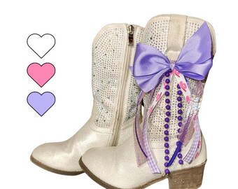 Kids Boot Bows: Purple & Pink Removable Boot Accessory