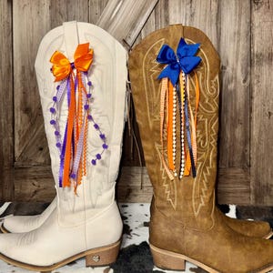 Custom School Color Boot Bows, Game-day Accessory, College Color Boot Bows